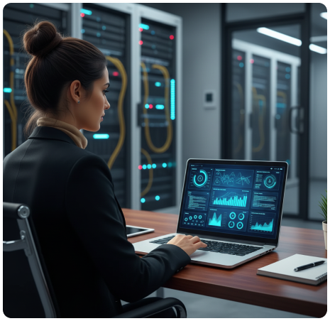 Engineer in a data center environment